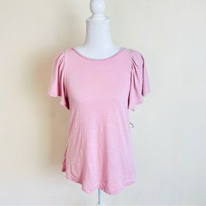 NWT Old Navy Mauve Pink Flutter Short Sleeve Relaxed Shirt T-Shirt Blouse